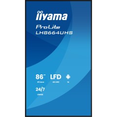 iiyama LH8664UHS-B3AG Écran d'affichage dynamique Écran plat de signalisation numérique 2,17 m (85.6") Wifi 500 cd m² 4K Ultra