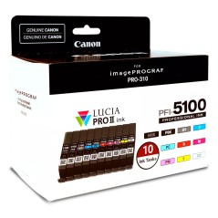 Canon PFI-5100 Multipack cartouche d'encre 10 pièce(s) Original Rendement standard Cyan, Noir mat, Noir