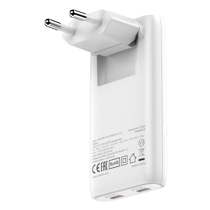 Verbatim 32355 chargeur d'appareils mobiles Ordinateur portable, Smartphone, Tablette Blanc Secteur Charge rapide Intérieure Verbatim 32355 chargeur d'appareils mobiles Ordinateur portable, Smartphone, Tablette Blanc Secteur Charge rapide Intérieure