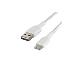 USB-A to USB-C Cable Braided 0.15M White
