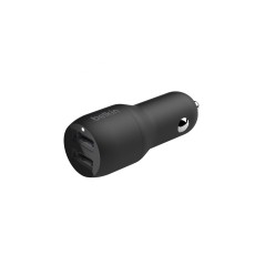Dual USB-A Car Charger w/1M PVC A-LTG