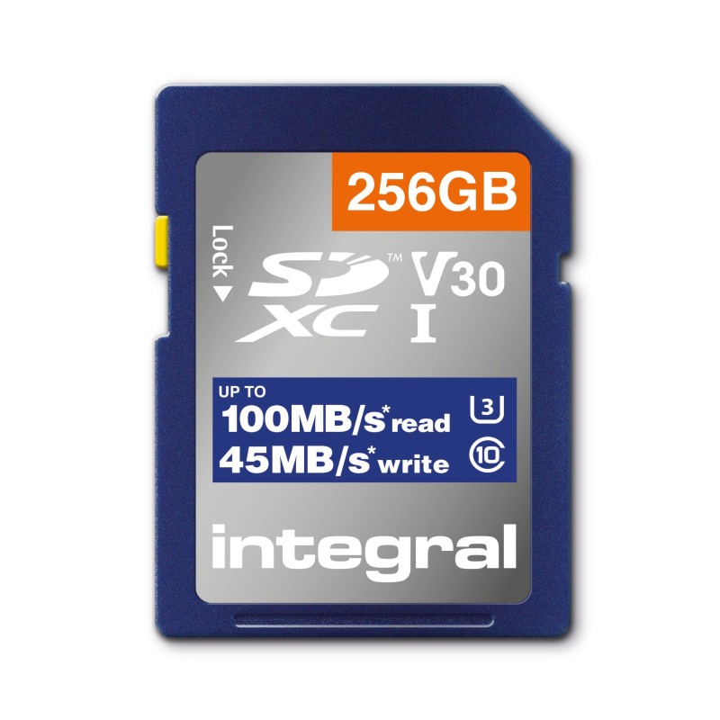 Integral INSDX256G-100V30 mémoire flash 256 Go SD UHS-I Integral INSDX256G-100V30 mémoire flash 256 Go SD UHS-I