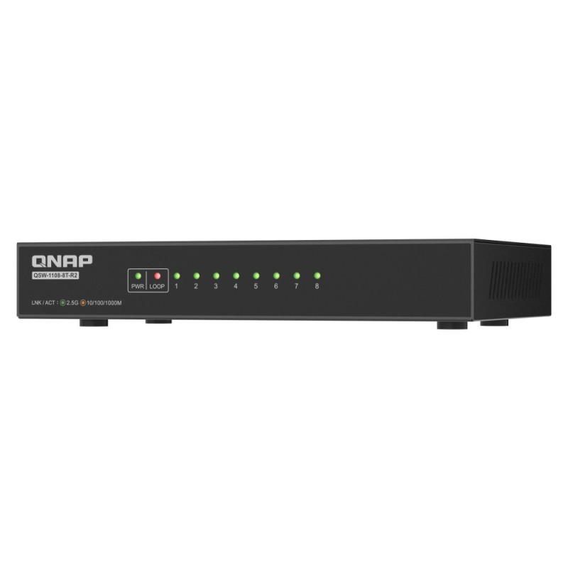 QNAP QSW-1108-8T-R2 commutateur réseau Non-géré 2.5G Ethernet (100/1000/2500) Bureau Noir
