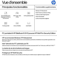HP EliteBook 8 G1i 13 inch Notebook AI PC Wolf Pro Security Edition Intel Core Ultra 7 255U Ordinateur portable 33,8 cm (13.3")