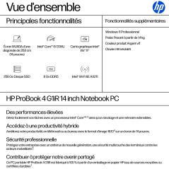 HP ProBook 4 G1iR Intel® Core™ i5 i5-1334U Ordinateur portable 35,6 cm (14") WUXGA 8 Go DDR5-SDRAM 256 Go SSD Wi-Fi 6E