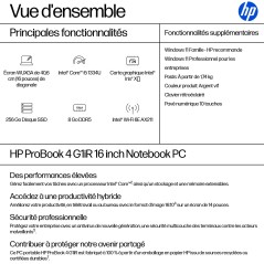 HP ProBook 4 G1iR Intel® Core™ i5 i5-1334U Ordinateur portable 40,6 cm (16") WUXGA 8 Go DDR5-SDRAM 256 Go SSD Wi-Fi 6E