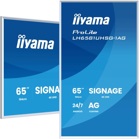 iiyama LH6581UHSG-1AG Écran d'affichage dynamique Écran plat de signalisation numérique 163,8 cm (64.5") Wifi 500 cd m² 4K
