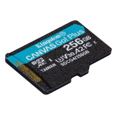 Kingston Technology Carte microSDXC Canvas Go Plus Gen4 200R A2 U3 de 256 Go, pack unique sans ADP
