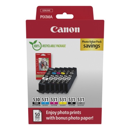Canon PGI-530 CLI-531 PVP cartouche d'encre 6 pièce(s) Original Noir, Cyan, Gris, Magenta, Photo noire, Jaune