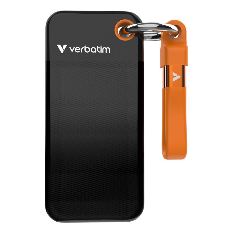 Verbatim Pocket SSD 2 To USB Type-C 3.2 Gen 2 (3.1 Gen 2) Noir, Orange Verbatim Pocket SSD 2 To USB Type-C 3.2 Gen 2 (3.1 Gen 2) Noir, Orange