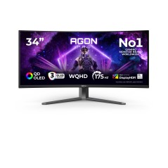 AOC AGON PRO AG346UCD écran plat de PC 86,4 cm (34") 3440 x 1440 pixels Wide Quad HD QD-OLED Noir, Gris