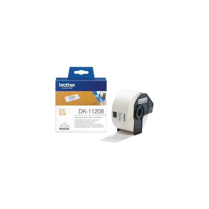 Brother DK-11208 - Rouleau d'étiquettes original – Noir sur blanc, 38 x 90 mm Brother DK-11208 - Rouleau d'étiquettes original – Noir sur blanc, 38 x 90 mm