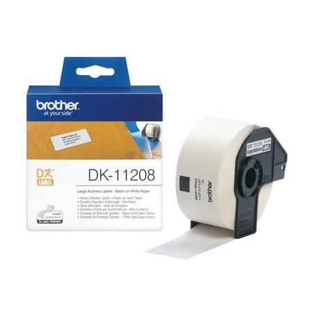 Brother DK-11208 - Rouleau d'étiquettes original – Noir sur blanc, 38