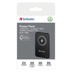Verbatim Charge 'n' Go Lithium Polymère (LiPo) 10000 mAh Recharge sans fil Noir