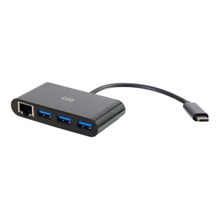 USB-C Ethernet and 3-Port USB Hub Black