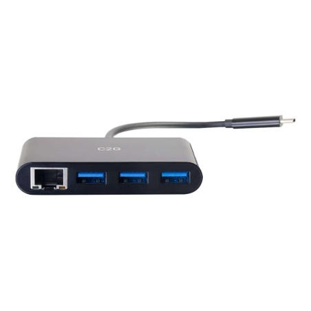 USB-C Ethernet and 3-Port USB Hub Black