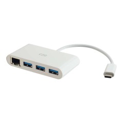 USB-C Ethernet And 3-Port USB Hub White
