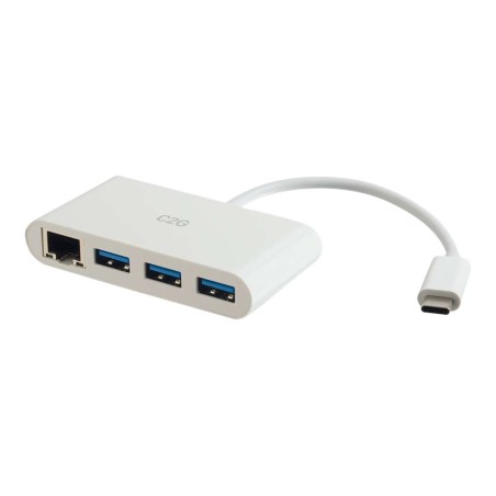 USB-C Ethernet And 3-Port USB Hub White