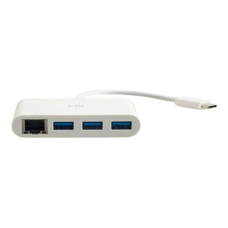 USB-C Ethernet And 3-Port USB Hub White