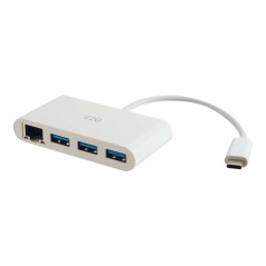 USB-C Ethernet and 3-Port USB Hub White