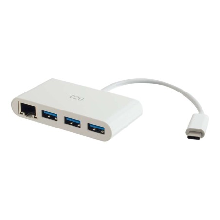 USB-C Ethernet and 3-Port USB Hub White