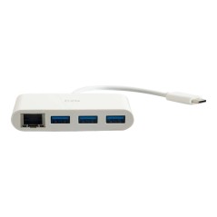 USB-C Ethernet and 3-Port USB Hub White