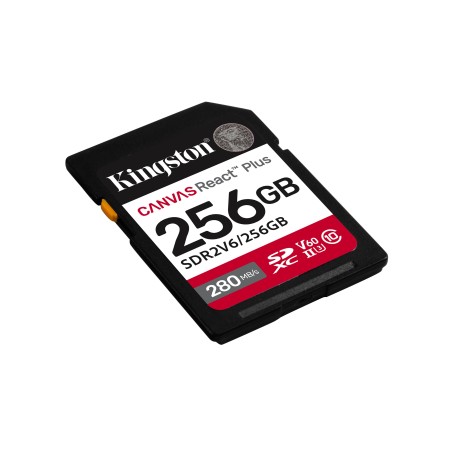 Kingston Technology 256GB Canvas React Plus SDXC UHS-II 280R/150W U3 V60 for Full HD/4K