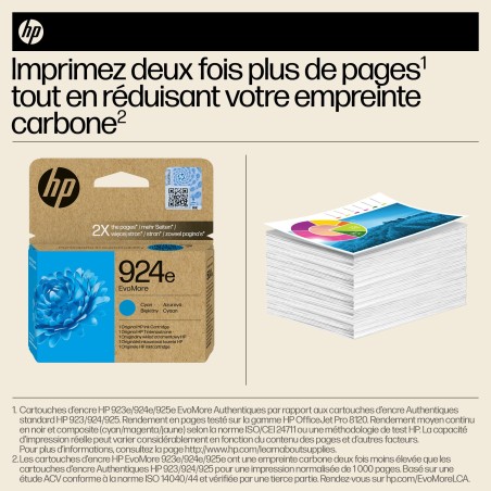 HP 924e Cartouche d’encre authentique Cyan EvoMore