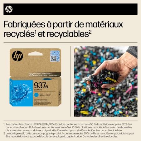 HP 937e Cartouche d’encre authentique Cyan EvoMore