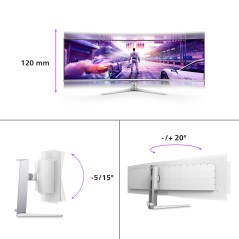 Philips Evnia 8000 49M2C8900L 00 écran plat de PC 124,2 cm (48.9") 5120 x 1440 pixels Dual QHD QD-OLED Blanc