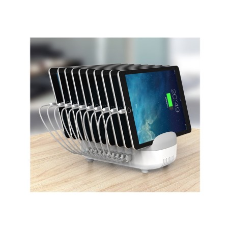 10 Port USB Charg Dock station WHT UK