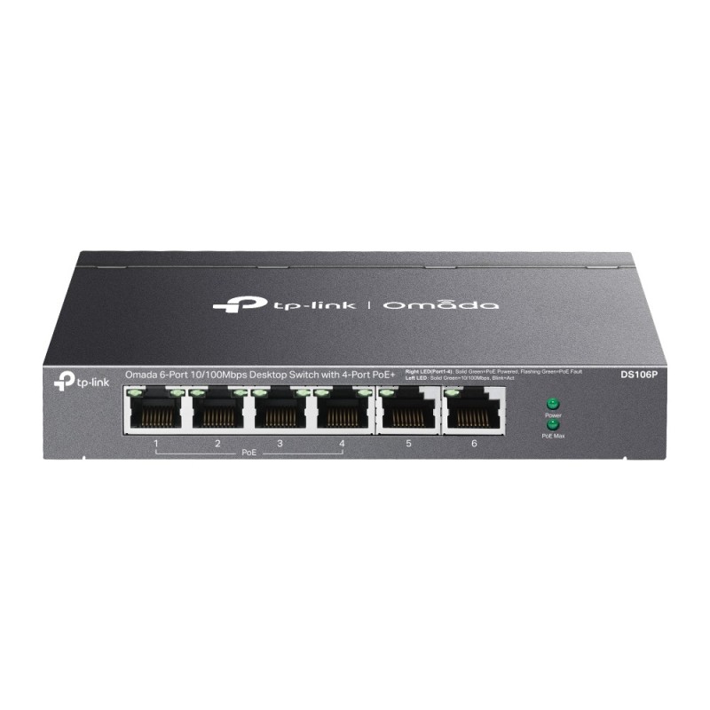 TP-Link Omada DS106P commutateur réseau Non-géré Fast Ethernet (10/100) Connexion Ethernet, supportant l'alimentation via ce TP-Link Omada DS106P commutateur réseau Non-géré Fast Ethernet (10/100) Connexion Ethernet, supportant l'alimentation via ce