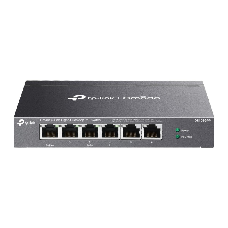 TP-Link Omada DS106GPP commutateur réseau Non-géré Gigabit Ethernet (10/100/1000) Connexion Ethernet, supportant l'alimentation TP-Link Omada DS106GPP commutateur réseau Non-géré Gigabit Ethernet (10/100/1000) Connexion Ethernet, supportant l'alimentation