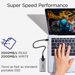 Integral SlimXpress Pro INSSD2TPORT3.2SLIMXS lecteur à circuits intégrés externe 2 To USB 3.2 Gen 2x2