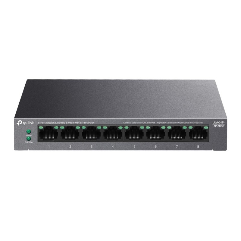 TP-Link LiteWave LS108GP commutateur réseau Non-géré Gigabit Ethernet (10/100/1000) Connexion Ethernet, supportant TP-Link LiteWave LS108GP commutateur réseau Non-géré Gigabit Ethernet (10/100/1000) Connexion Ethernet, supportant