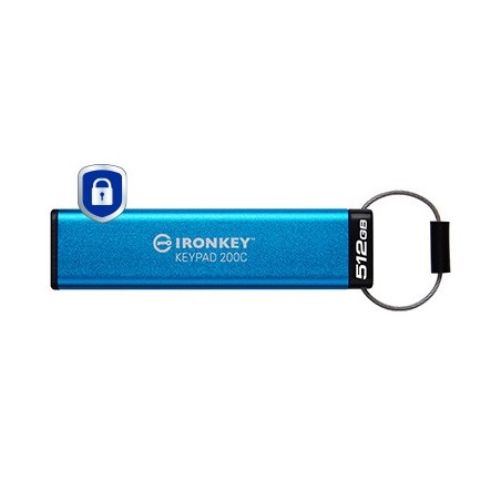 Kingston Technology IronKey Keypad 200C USB-C de 512 Go, FIPS 140-3 niveau 3 AES-256