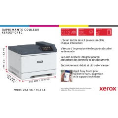 Xerox Imprimante recto verso A4 40 ppm C410, PS3 PCL5e 6, 2 magasins 251 feuilles