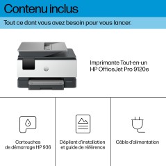 HP OfficeJet Pro 9120e Sans fil All-in-One Couleur Imprimante, Instant Ink Impression recto-verso