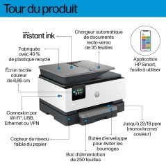 HP OfficeJet Pro 9122e Sans fil All-in-One Couleur Imprimante, Instant Ink Impression recto-verso