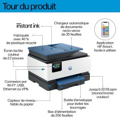 HP OfficeJet Pro 9125e Sans fil All-in-One Couleur Imprimante, Instant Ink Impression recto-verso