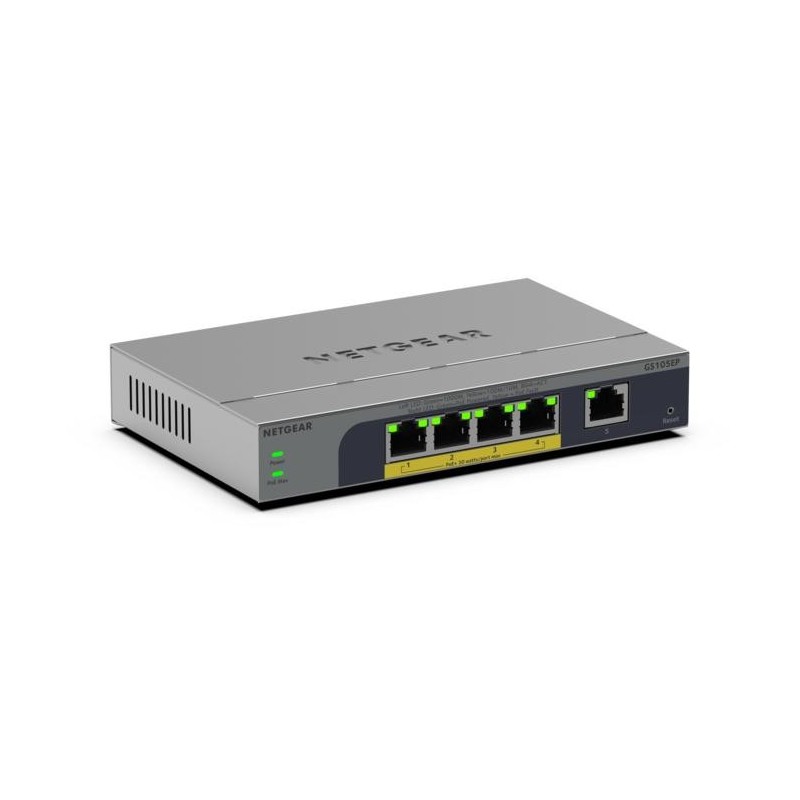NETGEAR GS105EP Non-géré Gigabit Ethernet (10/100/1000) Connexion Ethernet, supportant l'alimentation via ce port (PoE) Gris NETGEAR GS105EP Non-géré Gigabit Ethernet (10/100/1000) Connexion Ethernet, supportant l'alimentation via ce port (PoE) Gris