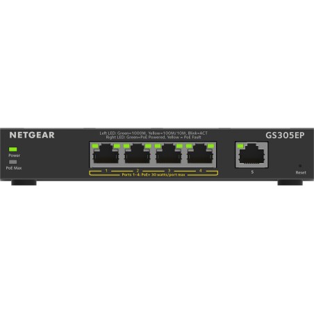NETGEAR GS305EP Géré L2/L3 Gigabit Ethernet (10/100/1000) Connexion Ethernet, supportant l'alimentation via ce port (PoE) Noir