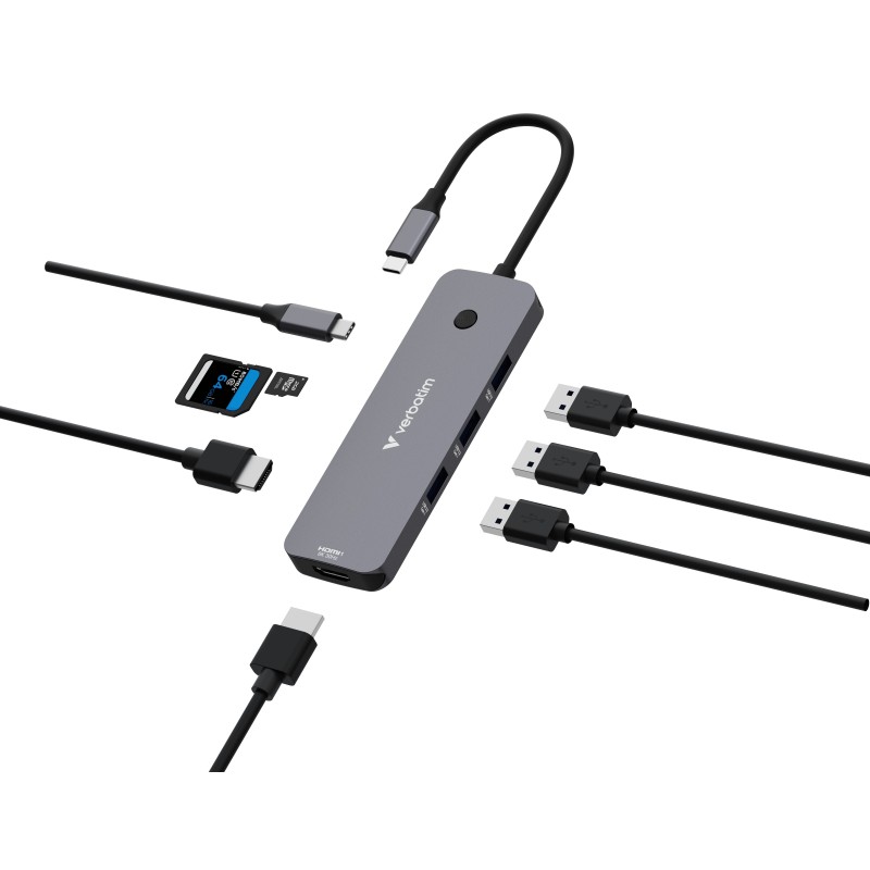 Verbatim CMH-08 USB Type-C 5000 Mbit/s Argent