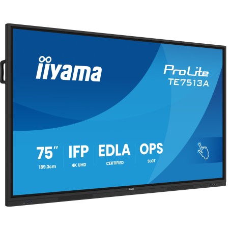 iiyama TE7513A-B2AG Écran d'affichage dynamique Écran plat interactif 190,5 cm (75") Wifi 500 cd m² 4K Ultra HD Noir Écran