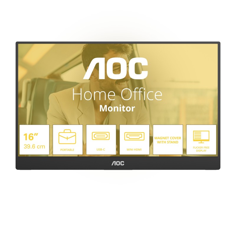 AOC 16T20E2 téléviseur et moniteur portables Moniteur portable Noir 39,6 cm (15.6") LED 1920 x 1080 pixels AOC 16T20E2 téléviseur et moniteur portables Moniteur portable Noir 39,6 cm (15.6") LED 1920 x 1080 pixels