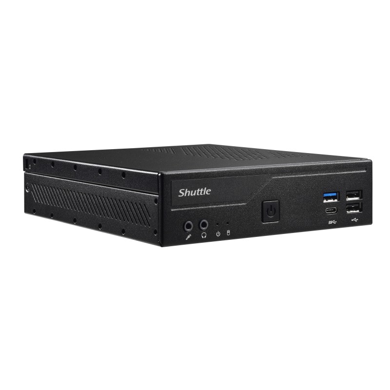 Shuttle Slim PC DH610, S1700, 1x HDMI, 2x DP, 1x 2.5", 2x M.2, 2x LAN (Intel 1G + 2.5G), 2x COM, fonctionnement permanent 24/7,