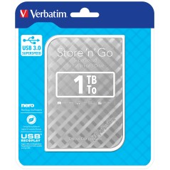 Verbatim Disque dur portable USB Store 'n' Go 3.0, 1 To, Argenté