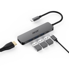 Acer 5in1 Type C Dongle Avec fil USB 3.2 Gen 1 (3.1 Gen 1) Type-C Argent